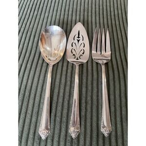 Rogers & Bro. Silver Plated Serving Spoon Cake Server Pie‎ Fork Set Ornate